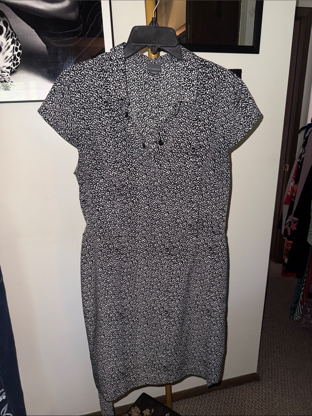 Covington Black and White Printed Midi Dress